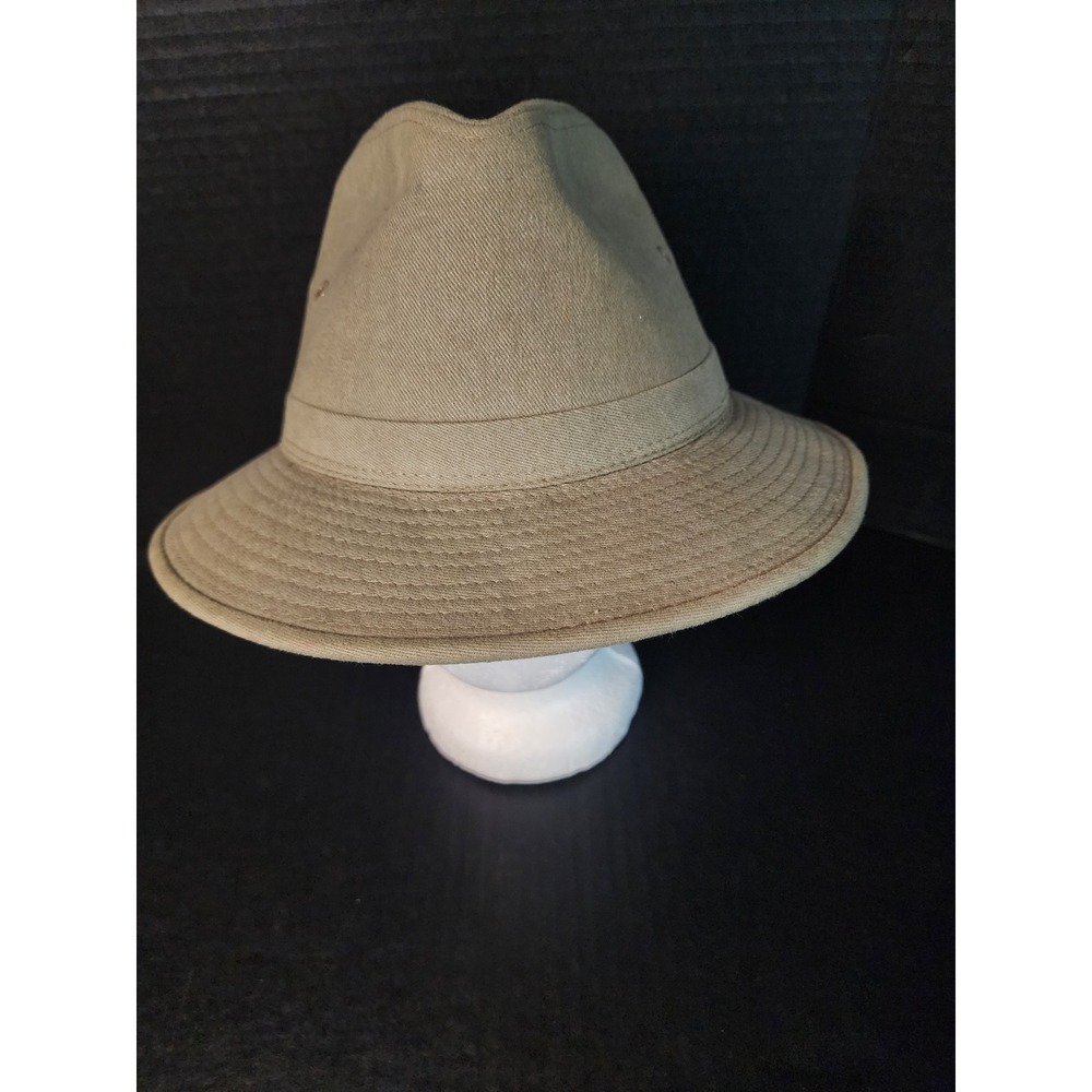 Dorfman Pacific Khaki Tan Safari Fedora Hat Large Cotton Blend Ventilation Holes